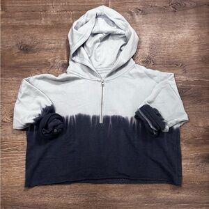 Aerie Cropped Ombre Hoodie 1/2 Zip Women’s Medium light blue to navy